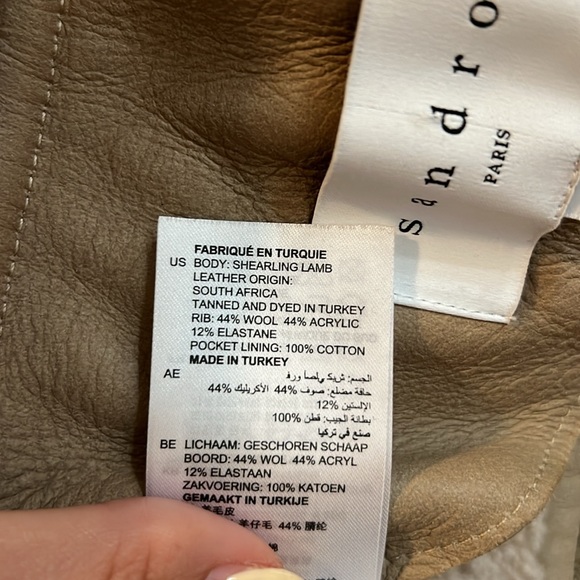Sandro Paris shearling and leather bomber jacket - size 3 - Picture 5 of 5